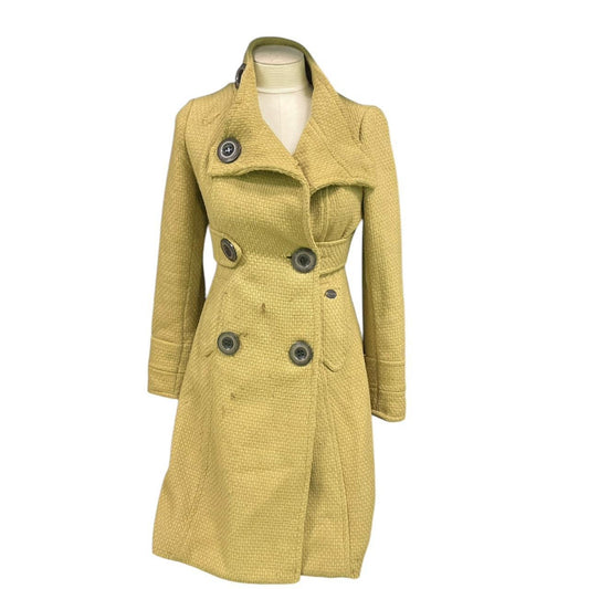 Yellow wool blend trench