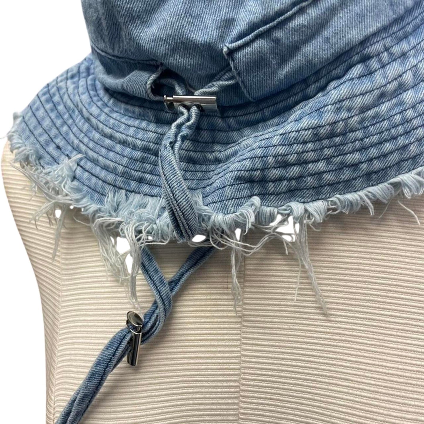 Denim bucket hat with adjustable