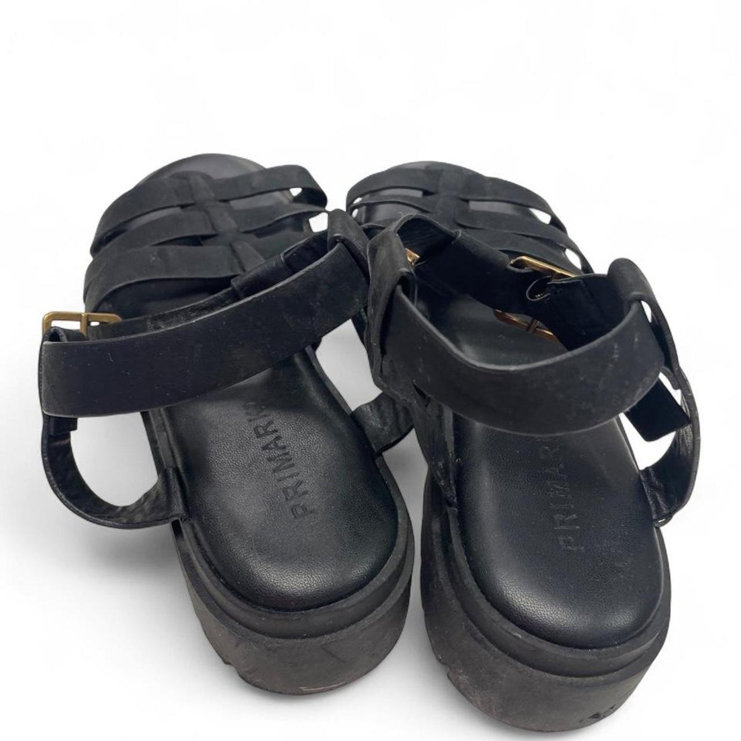 Black leather sandals