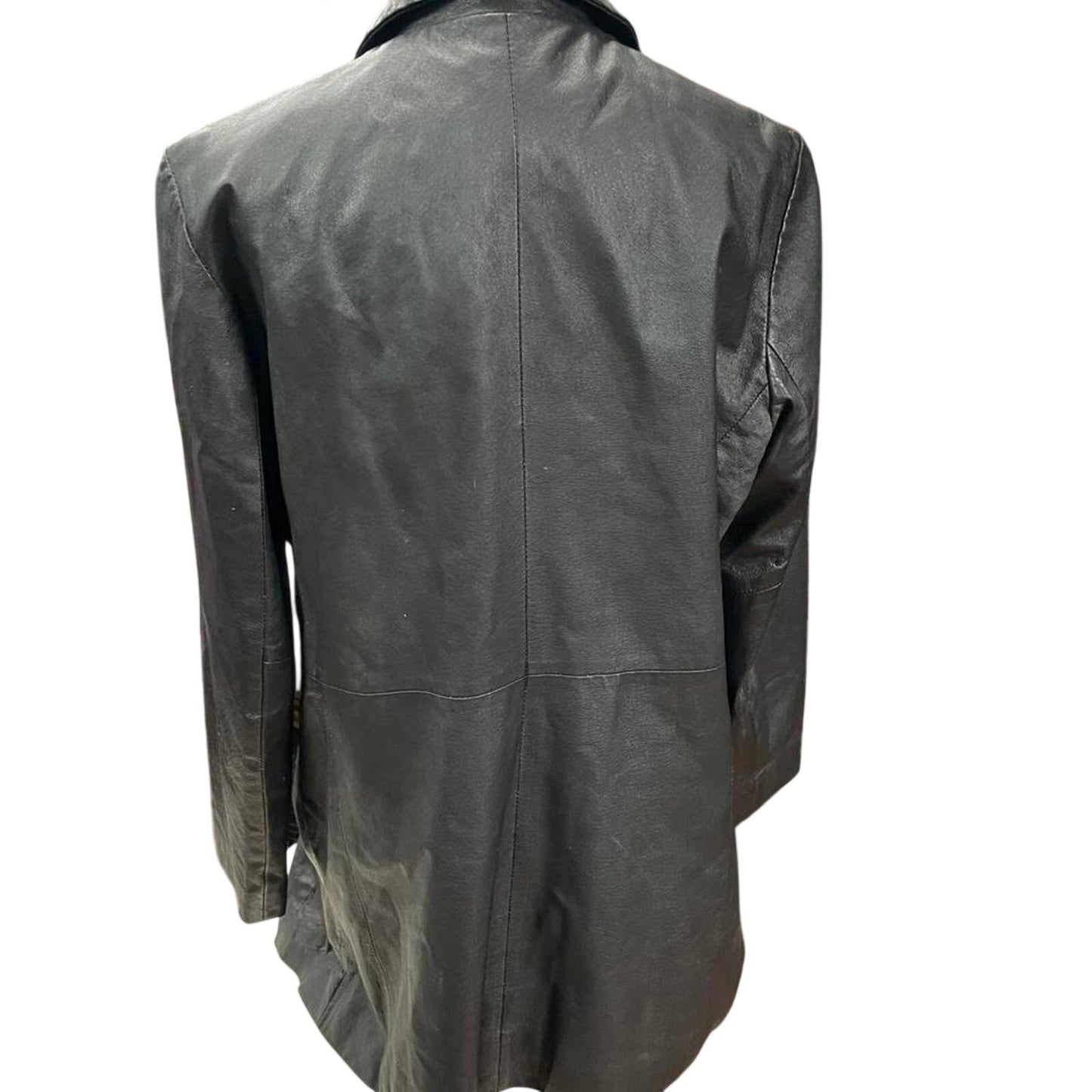 Giii black leather trench coat