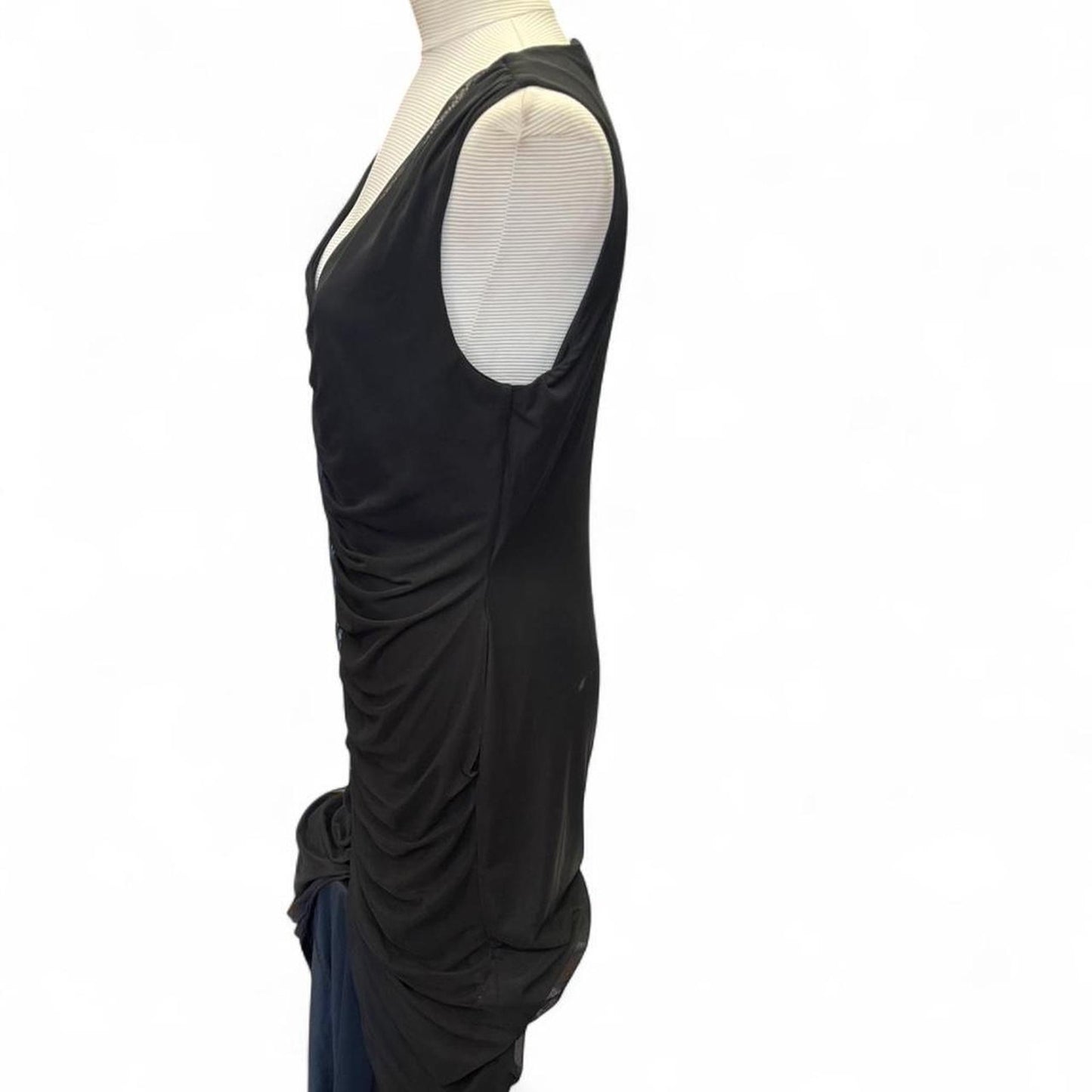 Black ruched maxi dress with