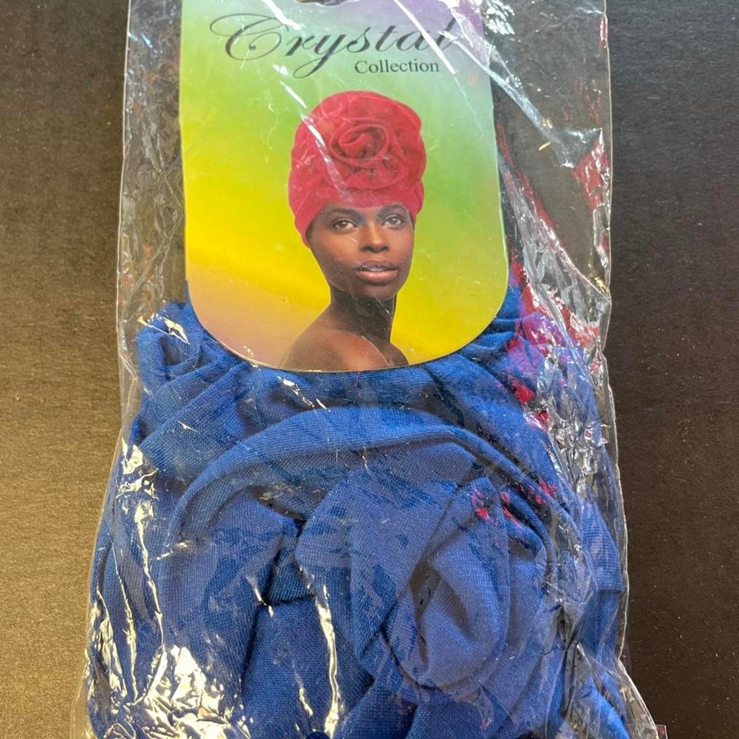 Blue mesh turban with red