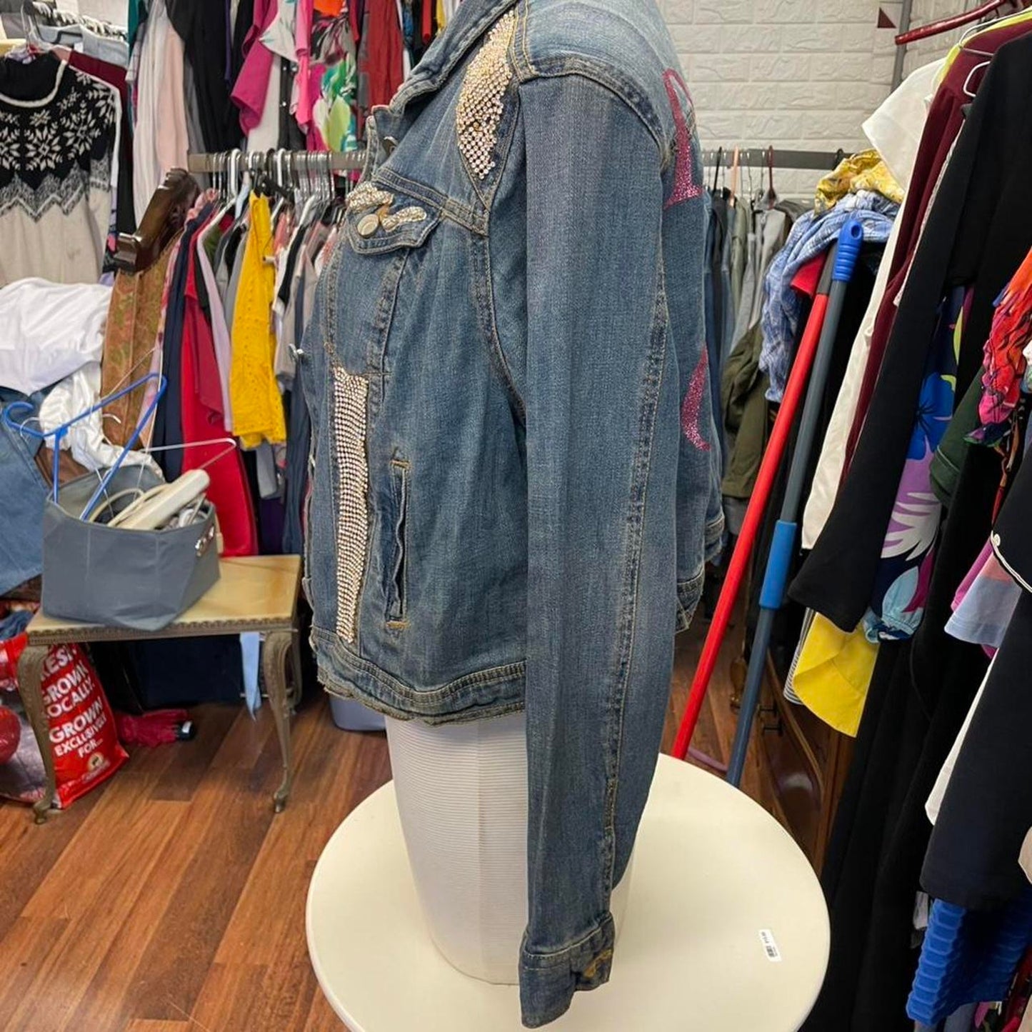 Y2k embellished denim jacket size