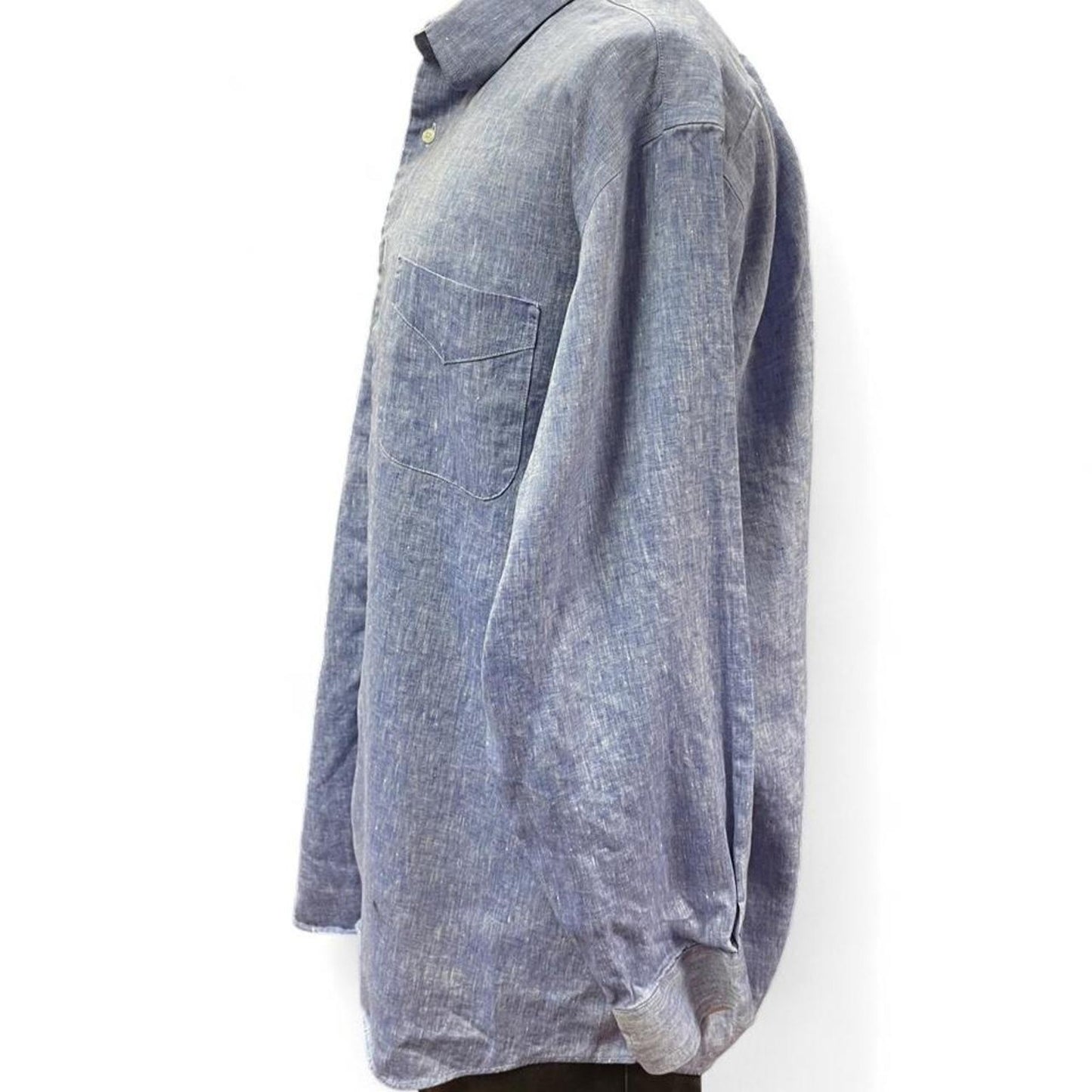 Paul fredrick blue linen shirt