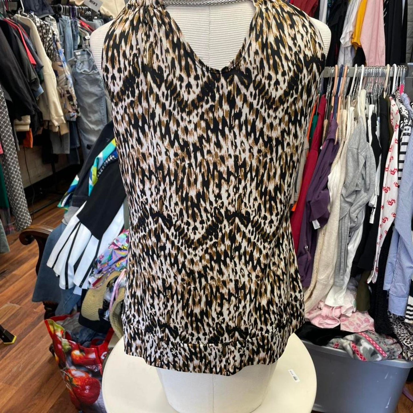 Leopard print cowl neck top