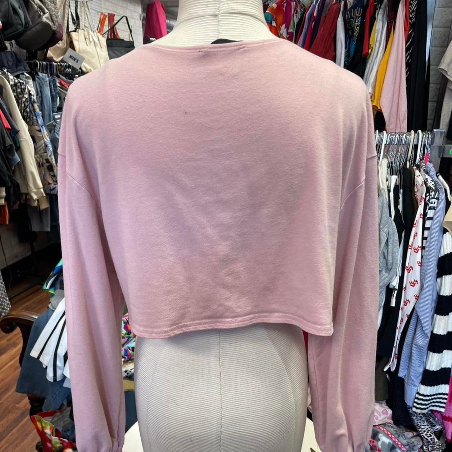 Pink long sleeve crop top