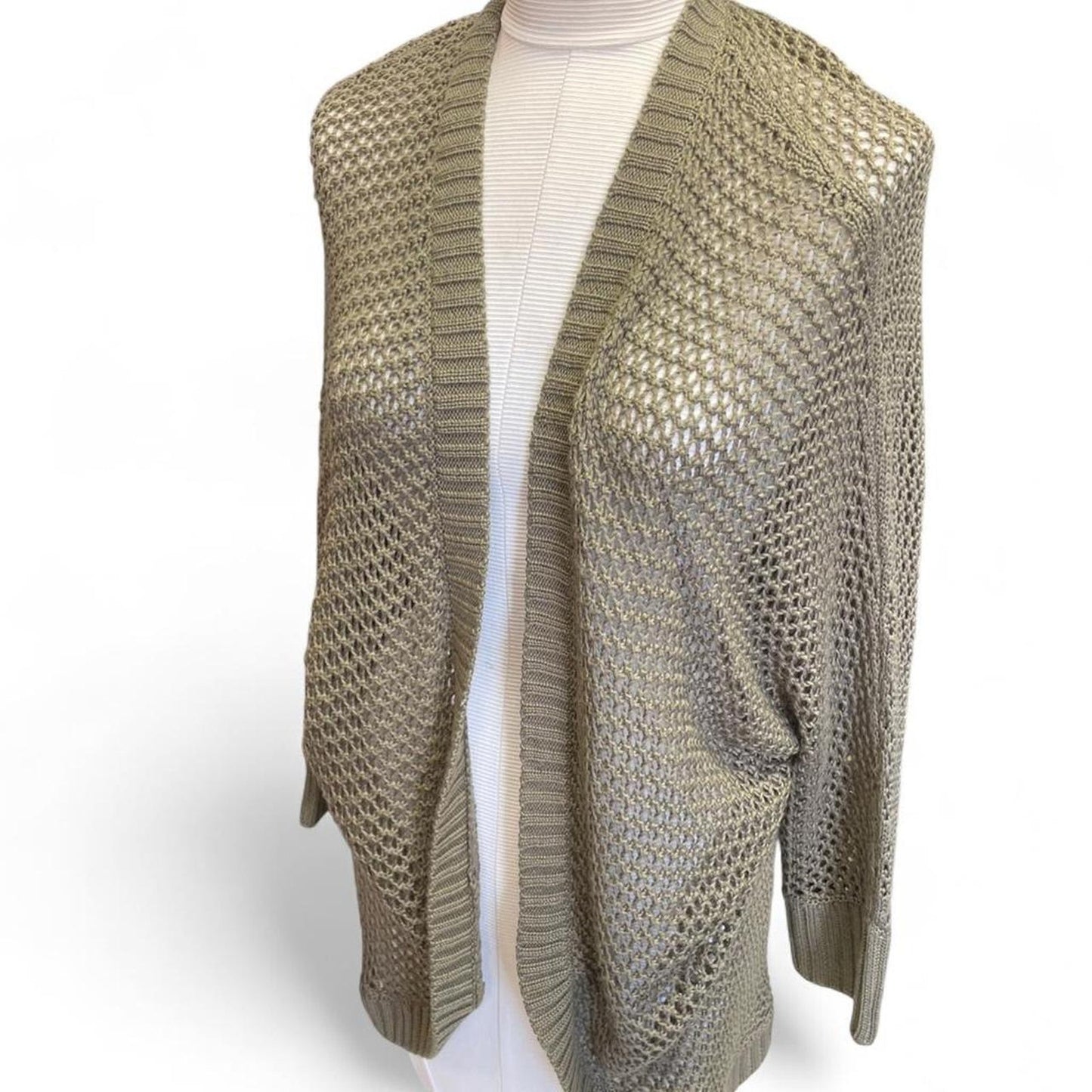 Olive green crochet cardigan with