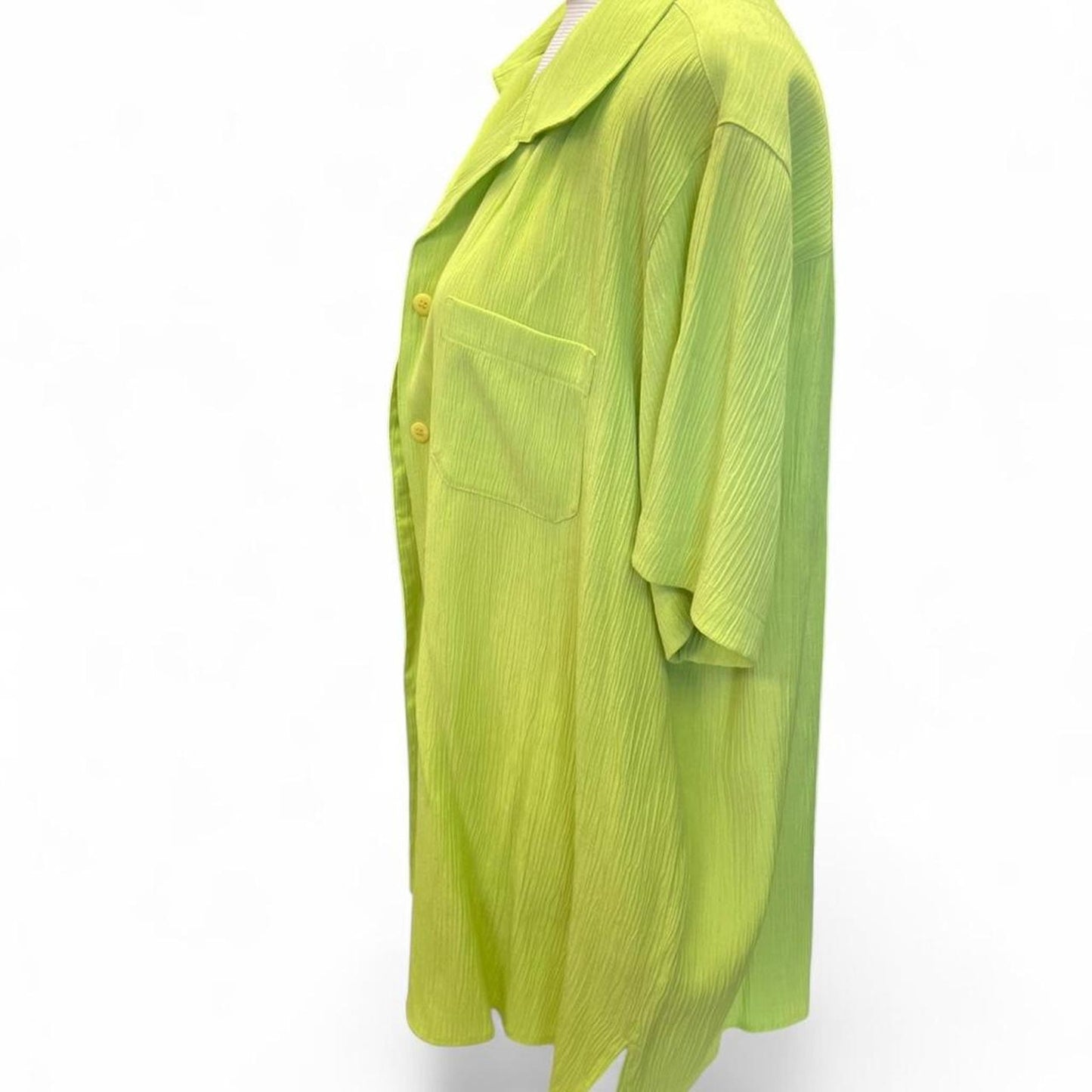 Lime green pleated button up