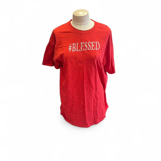 Red blessed graphic tee with