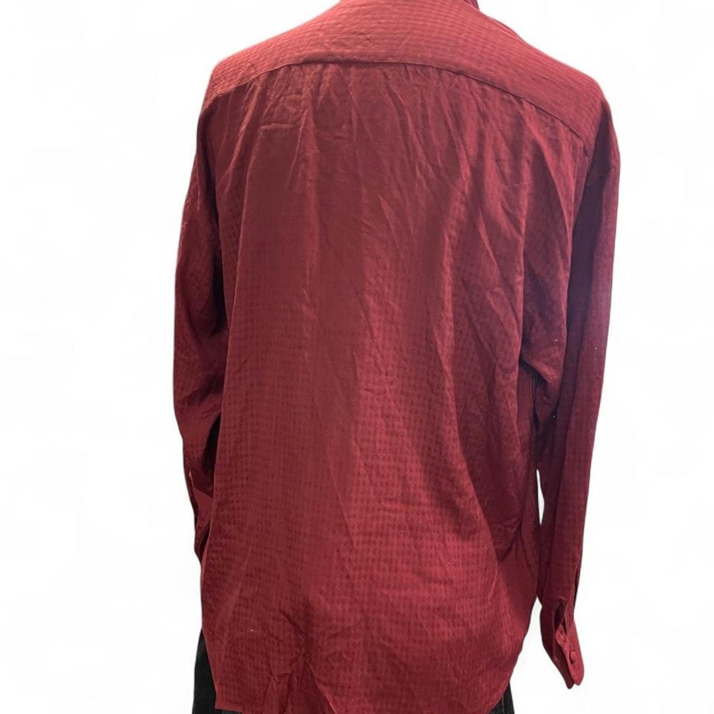 Red silk button up shirt