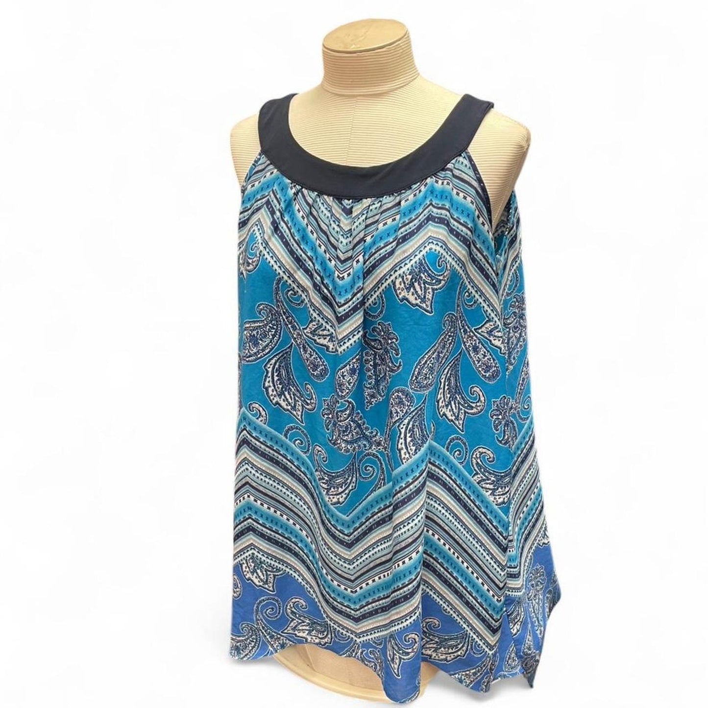 Blue paisley print tank top