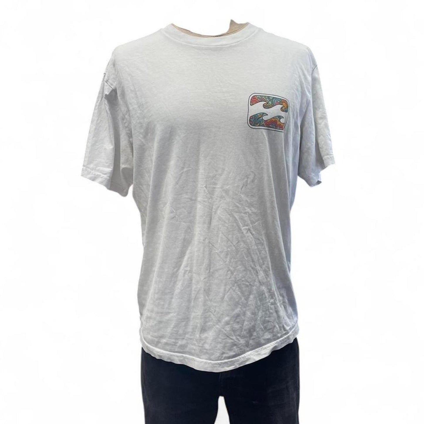 Billabong white tee with multicolored