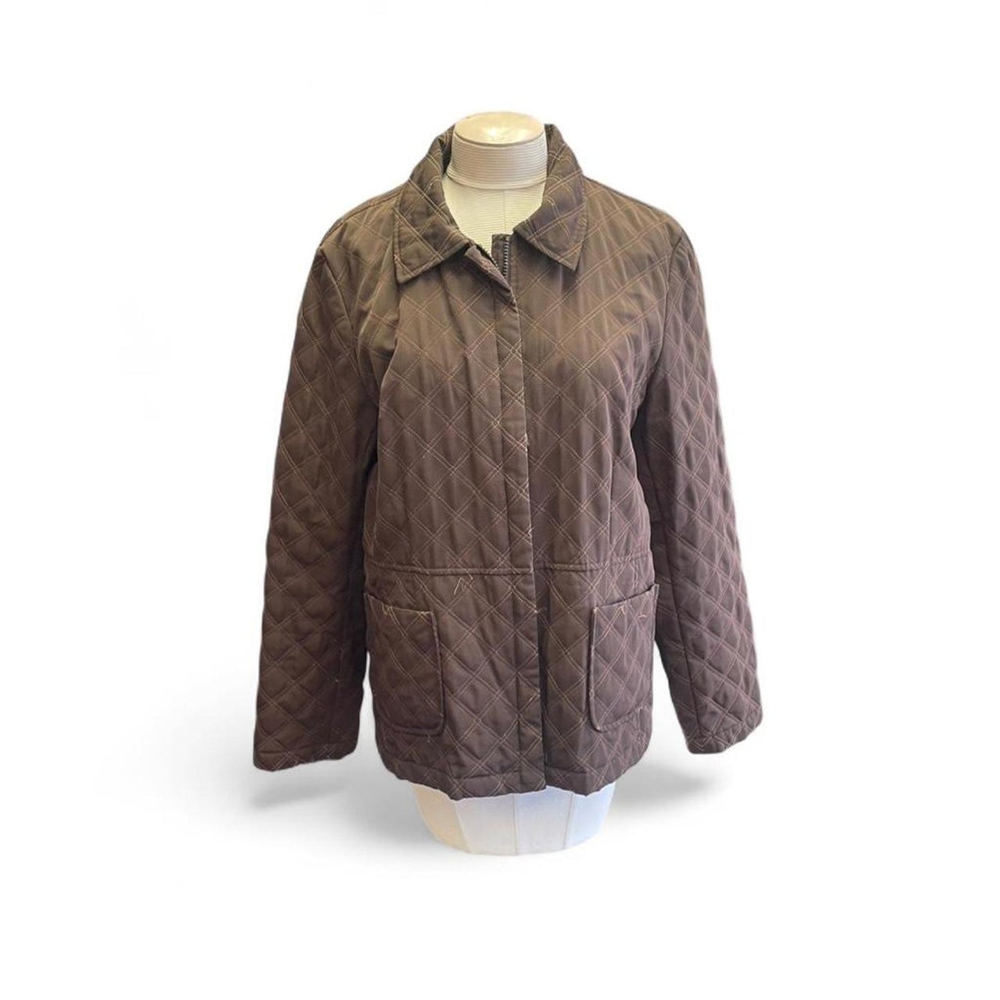 Brown quilted jacket with a