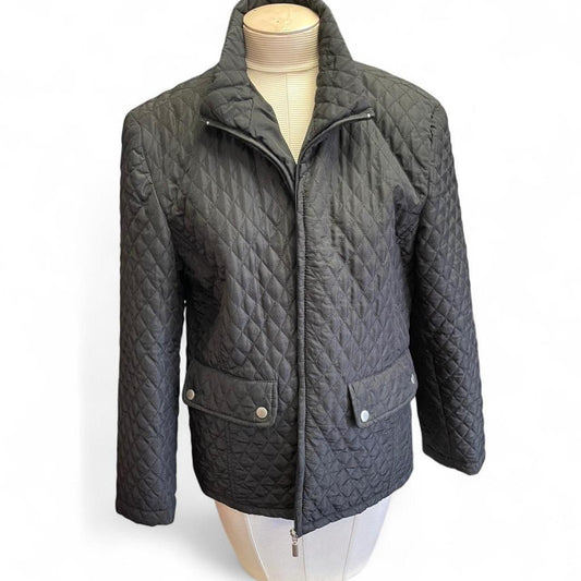 Black quilted jacket with zipper