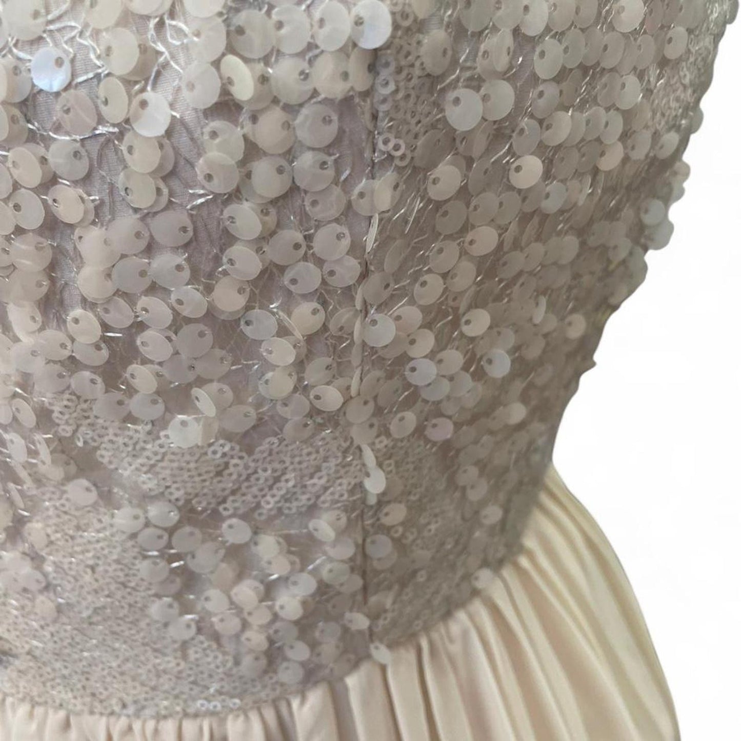 White sequin prom dress with