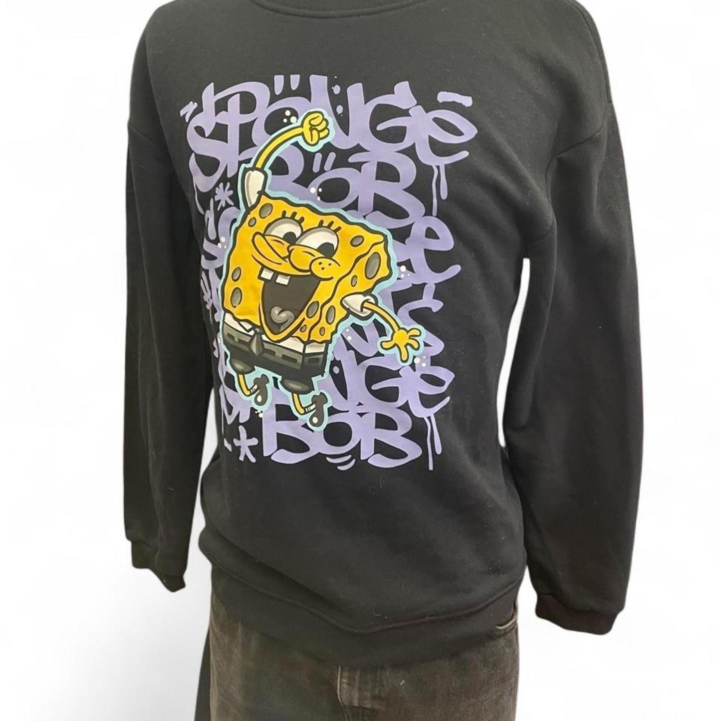 Black spongebob squarepants crewneck sweatshirt