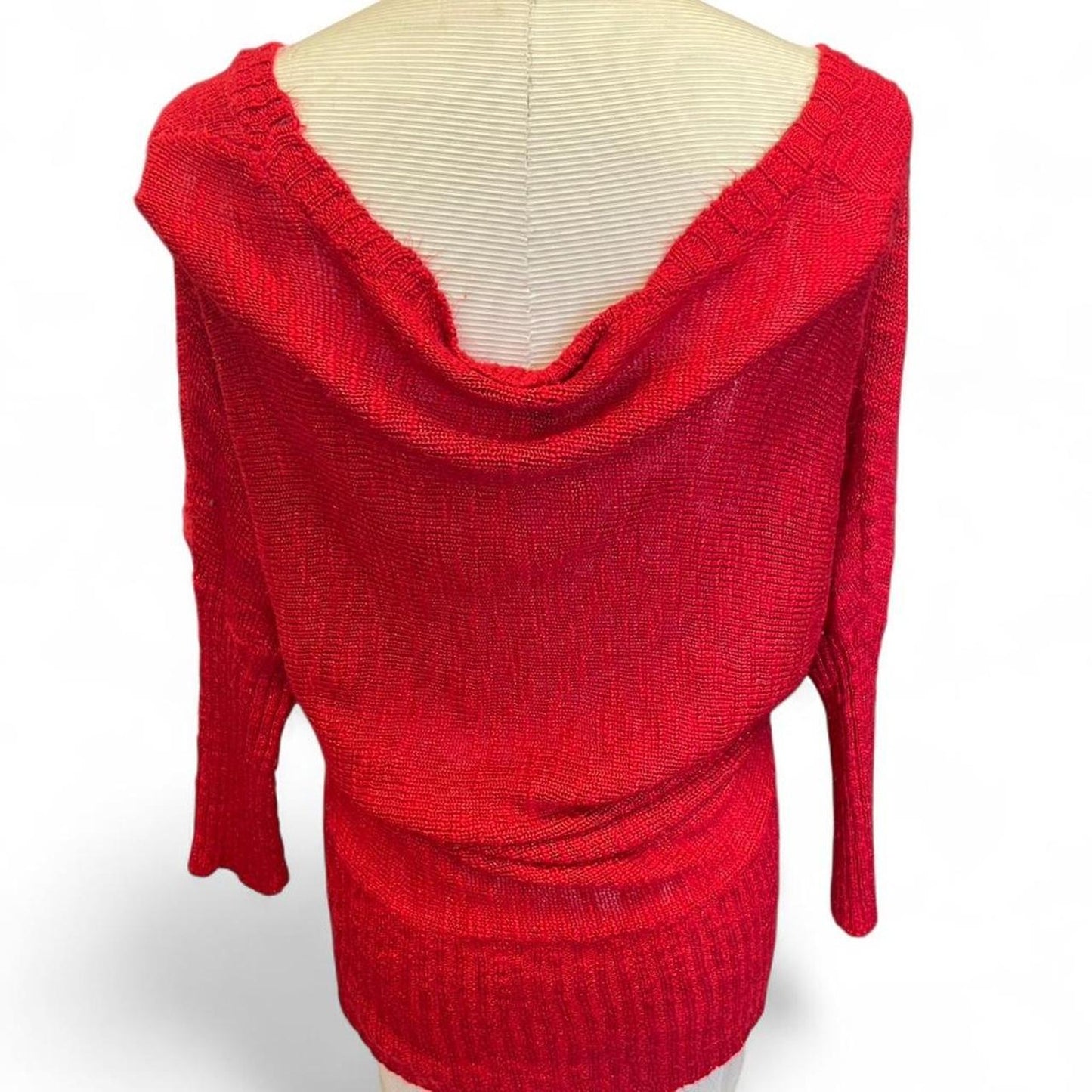 Red metallic knit sweater