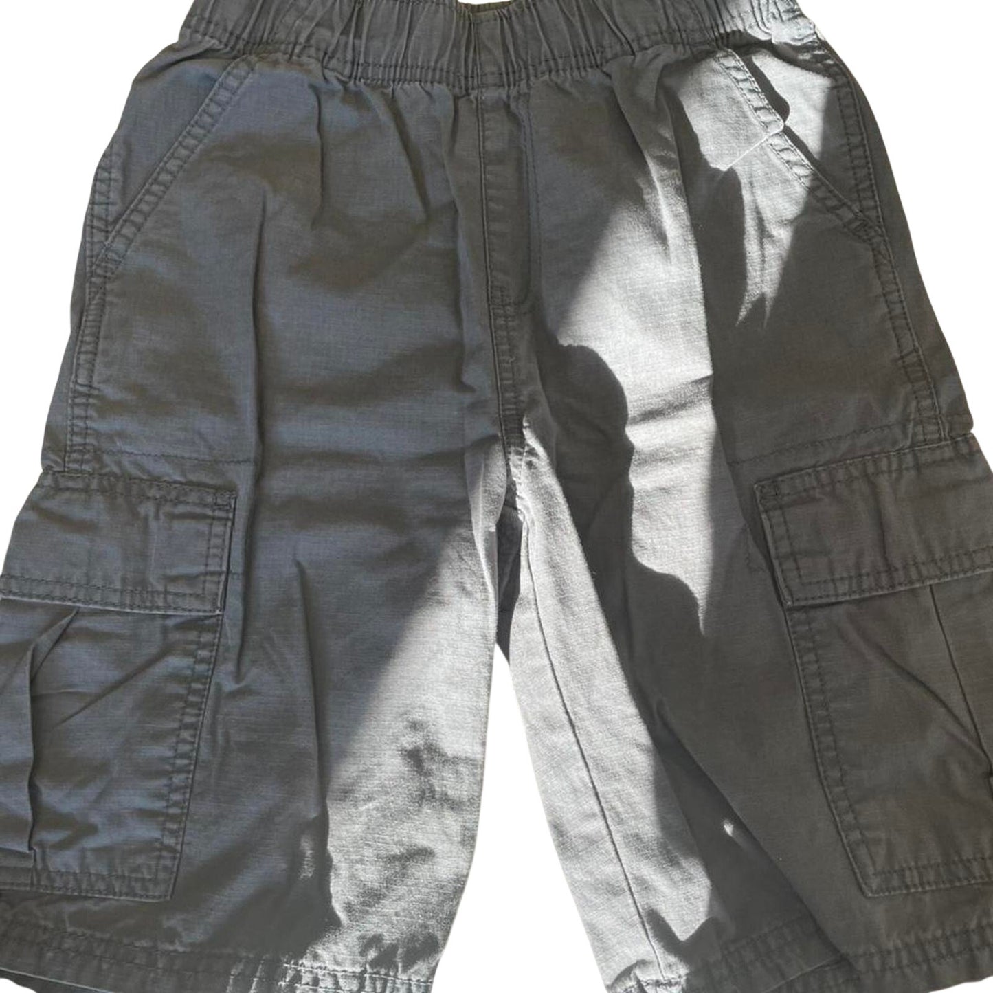 Grey cargo shorts with adjustable