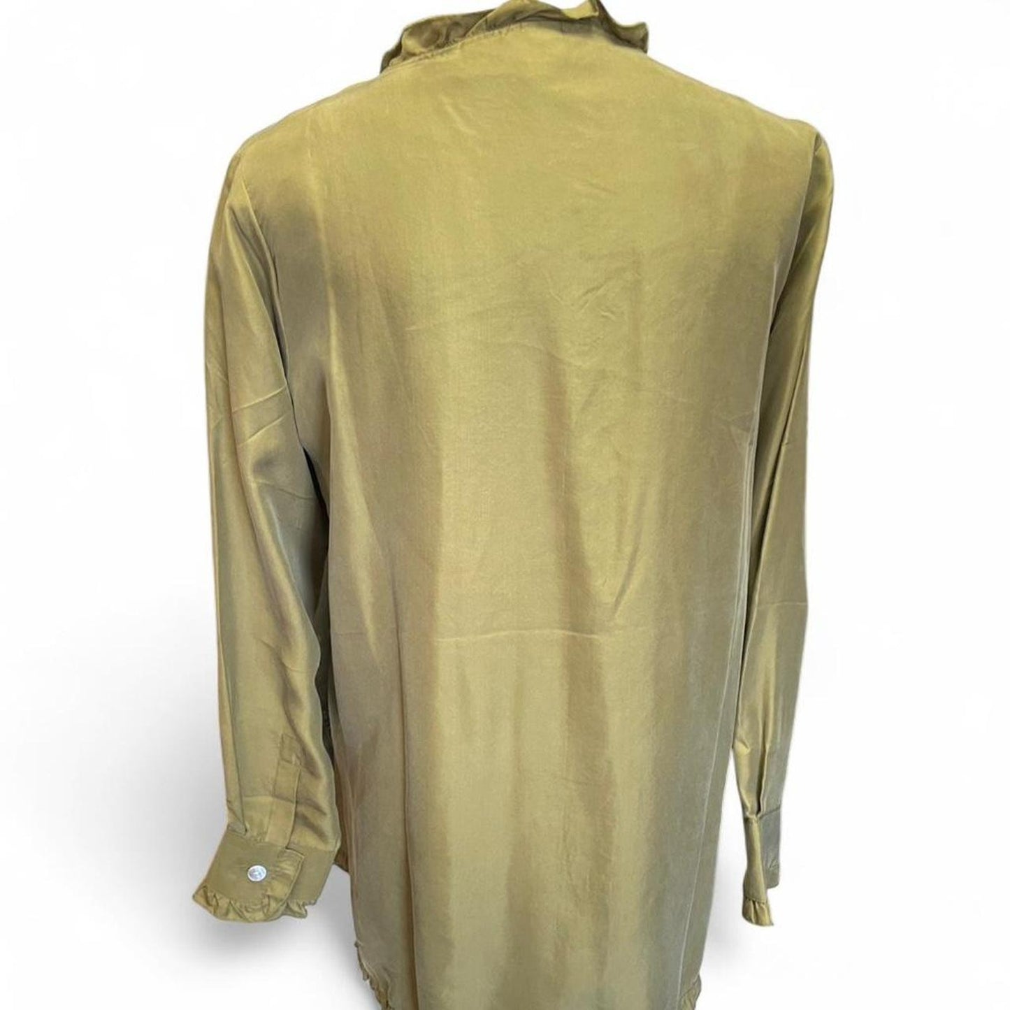 Olive green silk button up