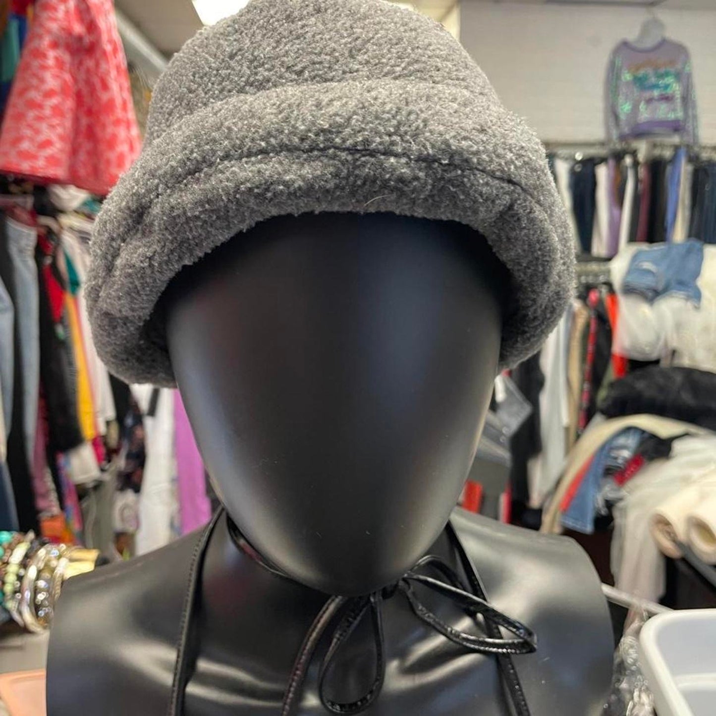 Grey fuzzy bucket hat fuzzy