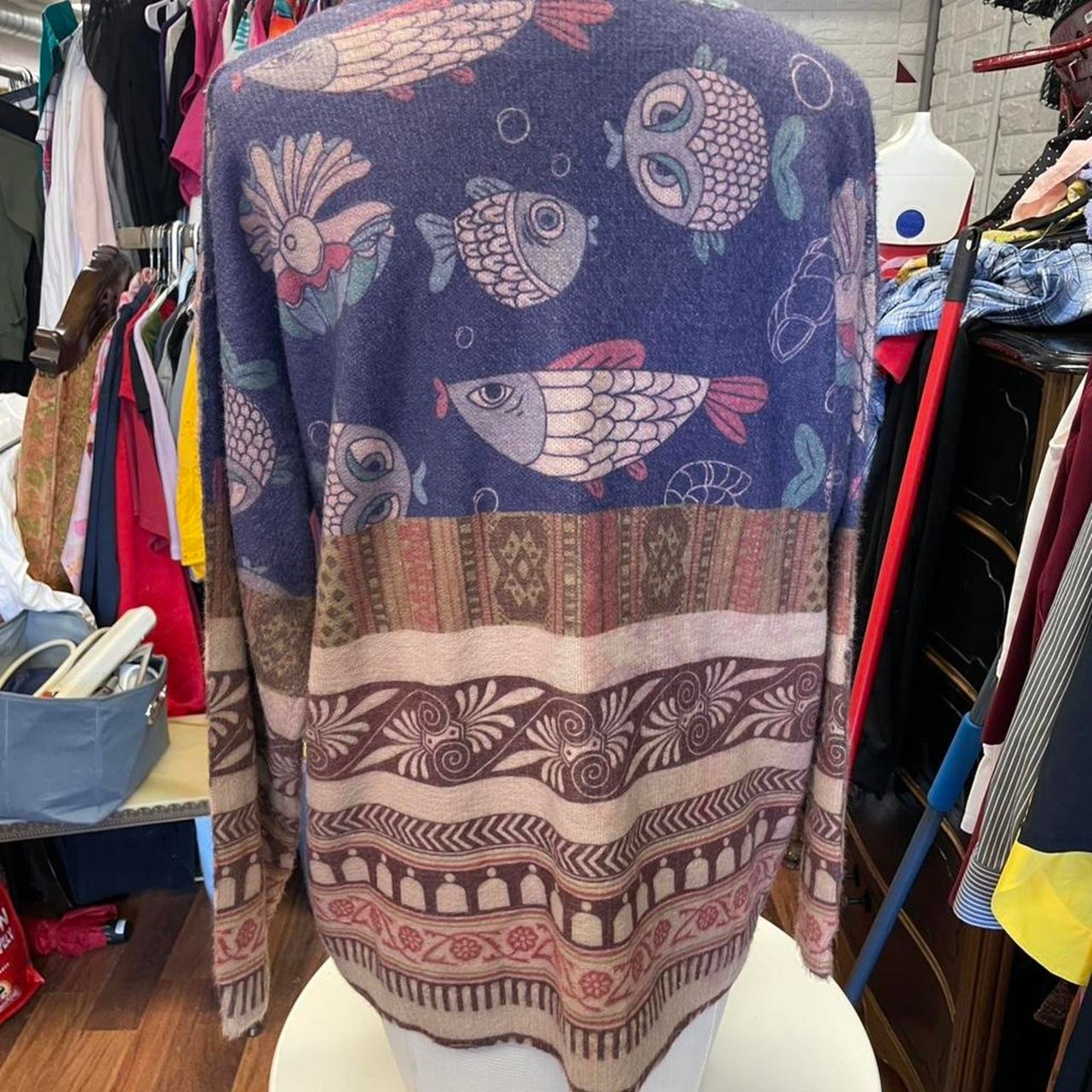 Fish print long sleeve top