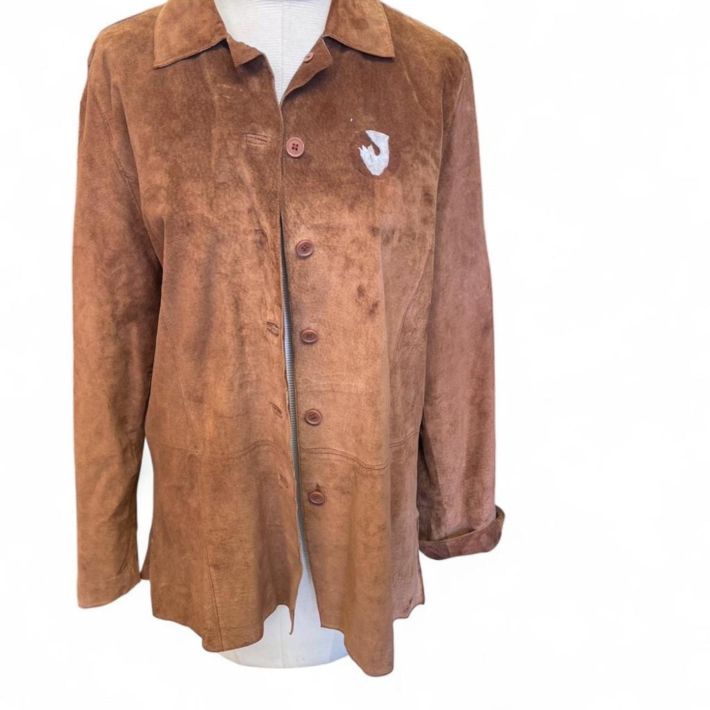 Brown suede leather jacket with
