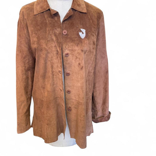 Brown suede leather jacket with