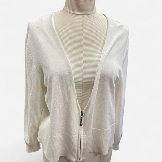 Cream zip up cardigan with