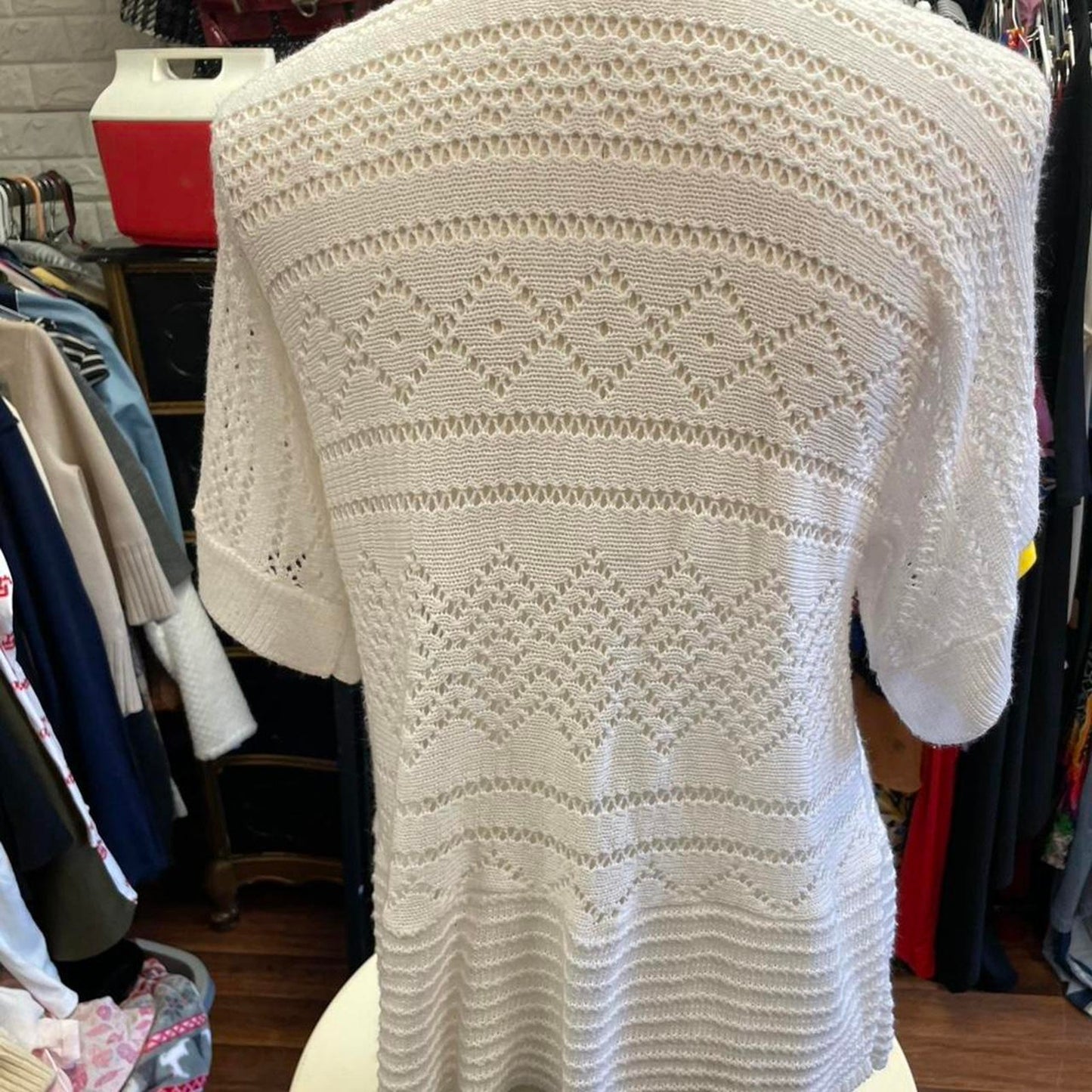 White open front cardigan