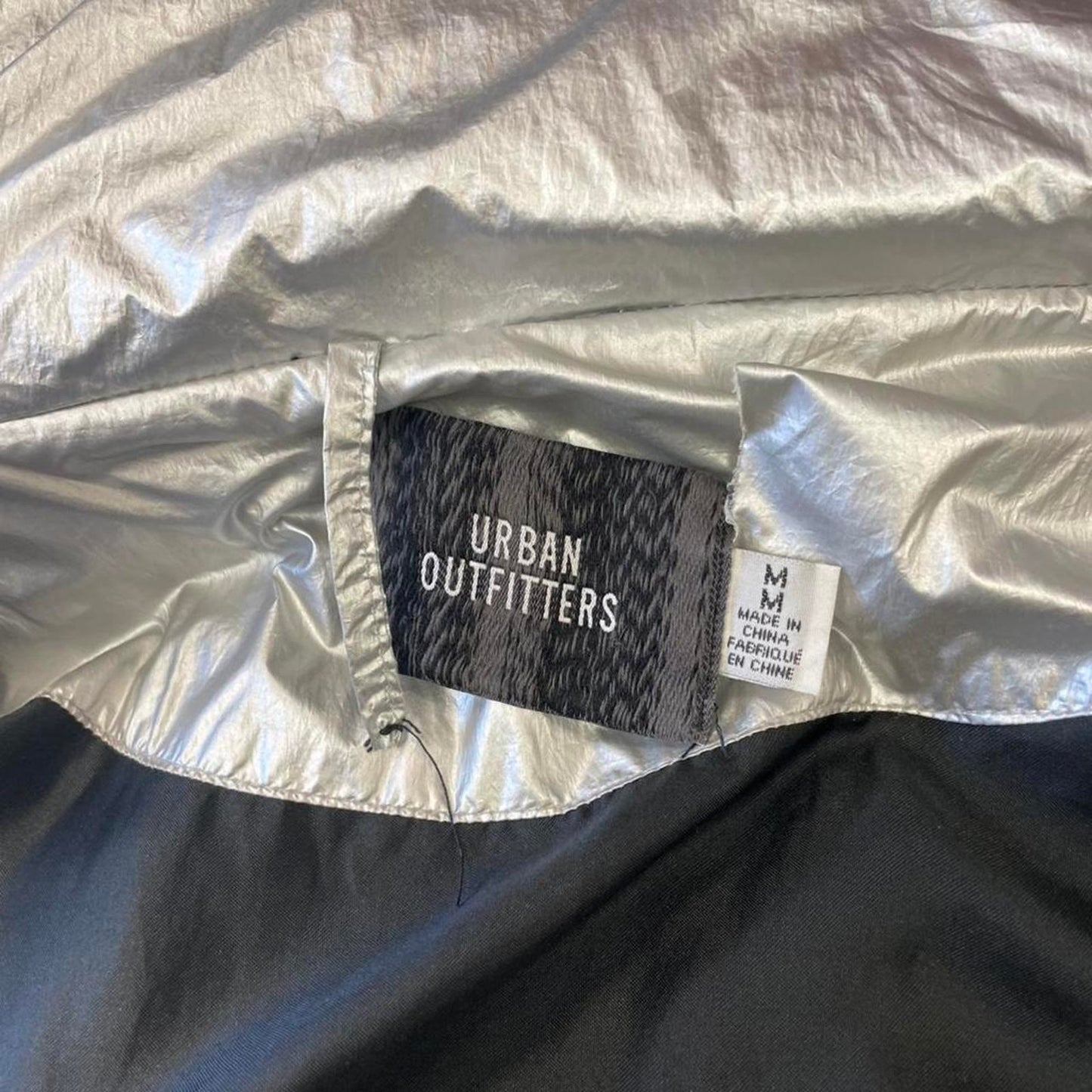Urban outfitters silver metallic puffer