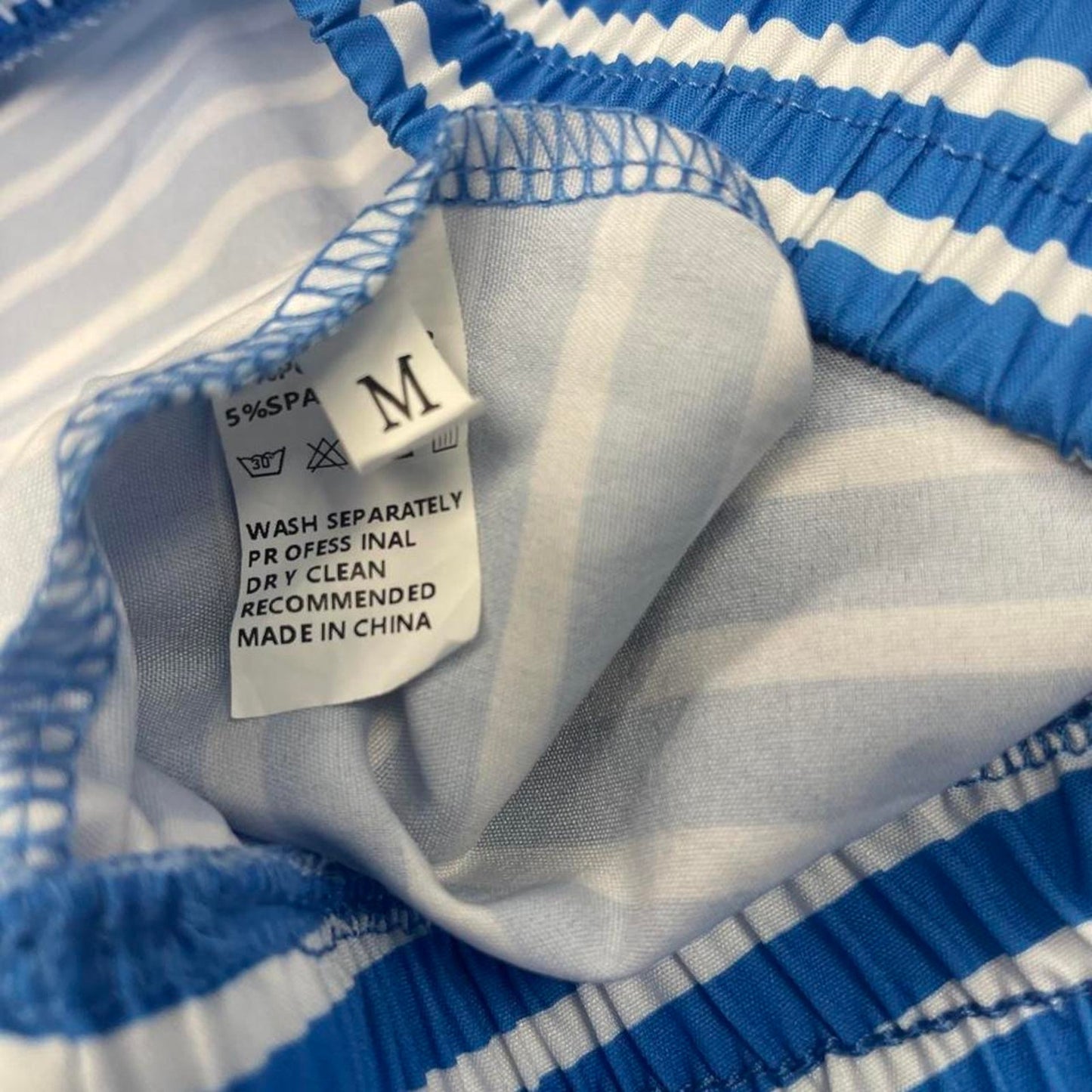 Blue and white striped swim