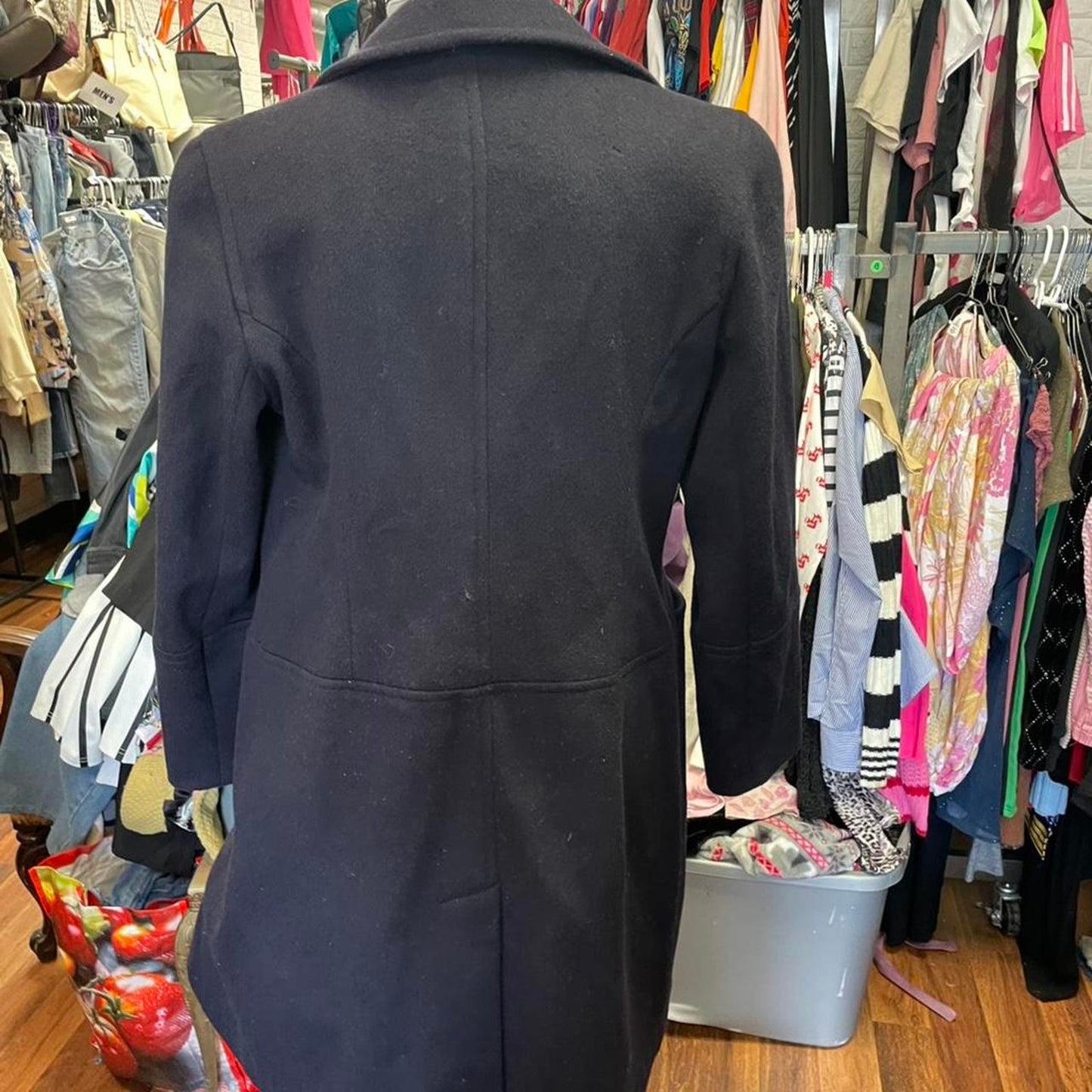 Navy blue longline blazer with