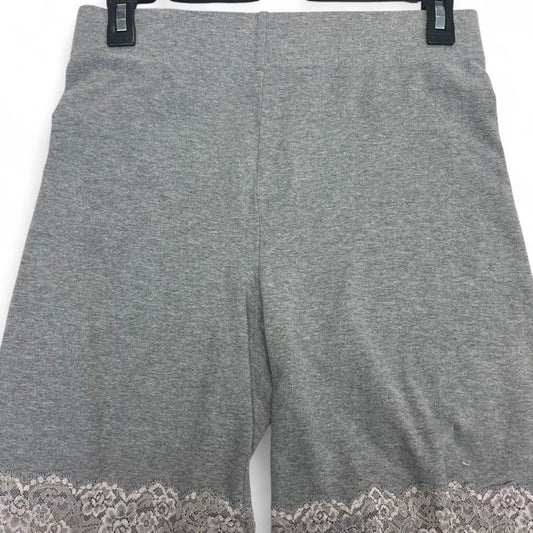 Grey lace trim biker shorts