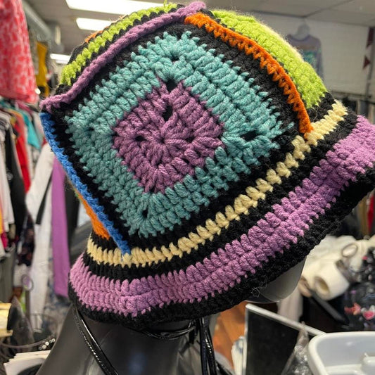 Multicoloured crochet bucket hat crochet