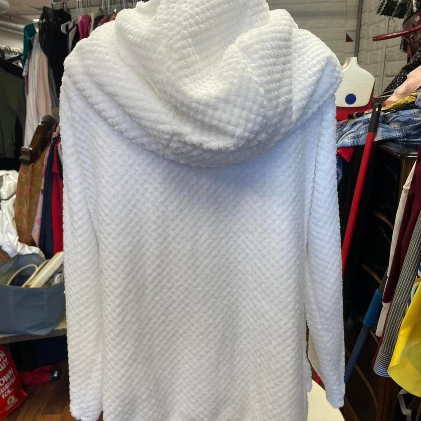 White fuzzy zip up hoodie