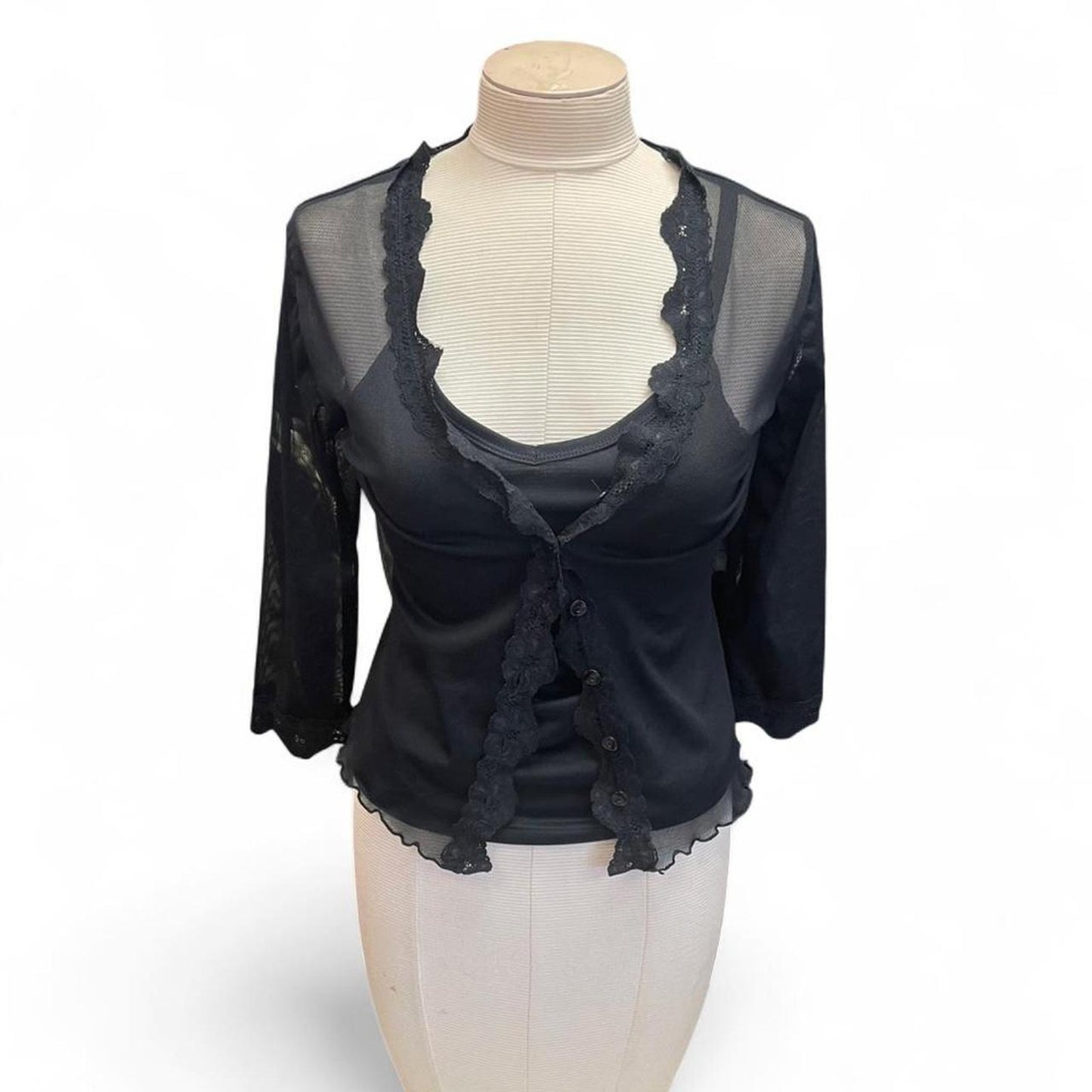 Black sheer mesh blouse