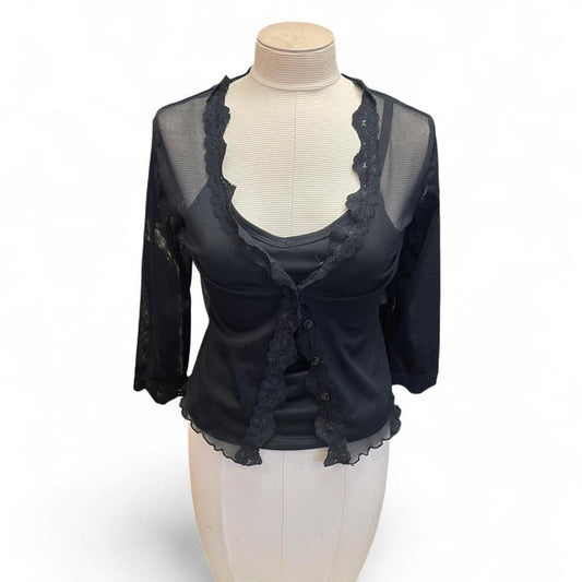 Black sheer mesh blouse