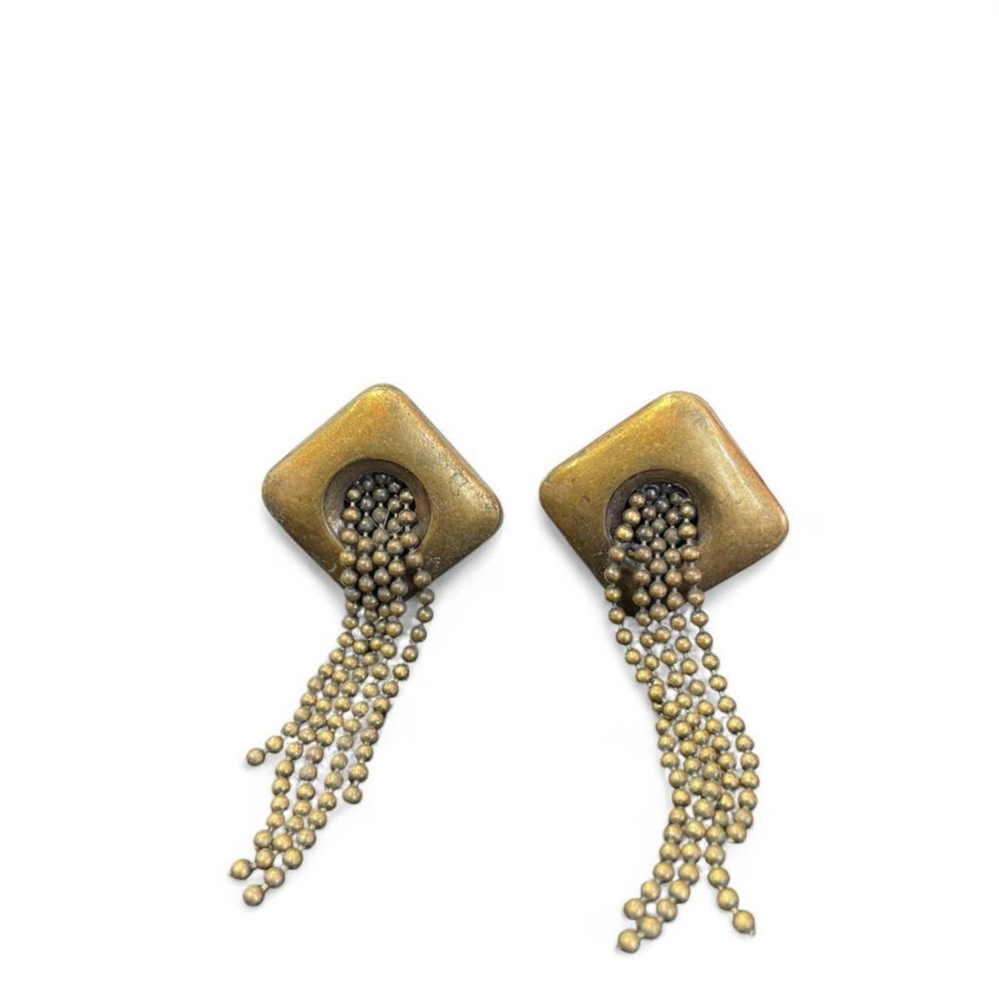 Gold square tassel earrings tassel