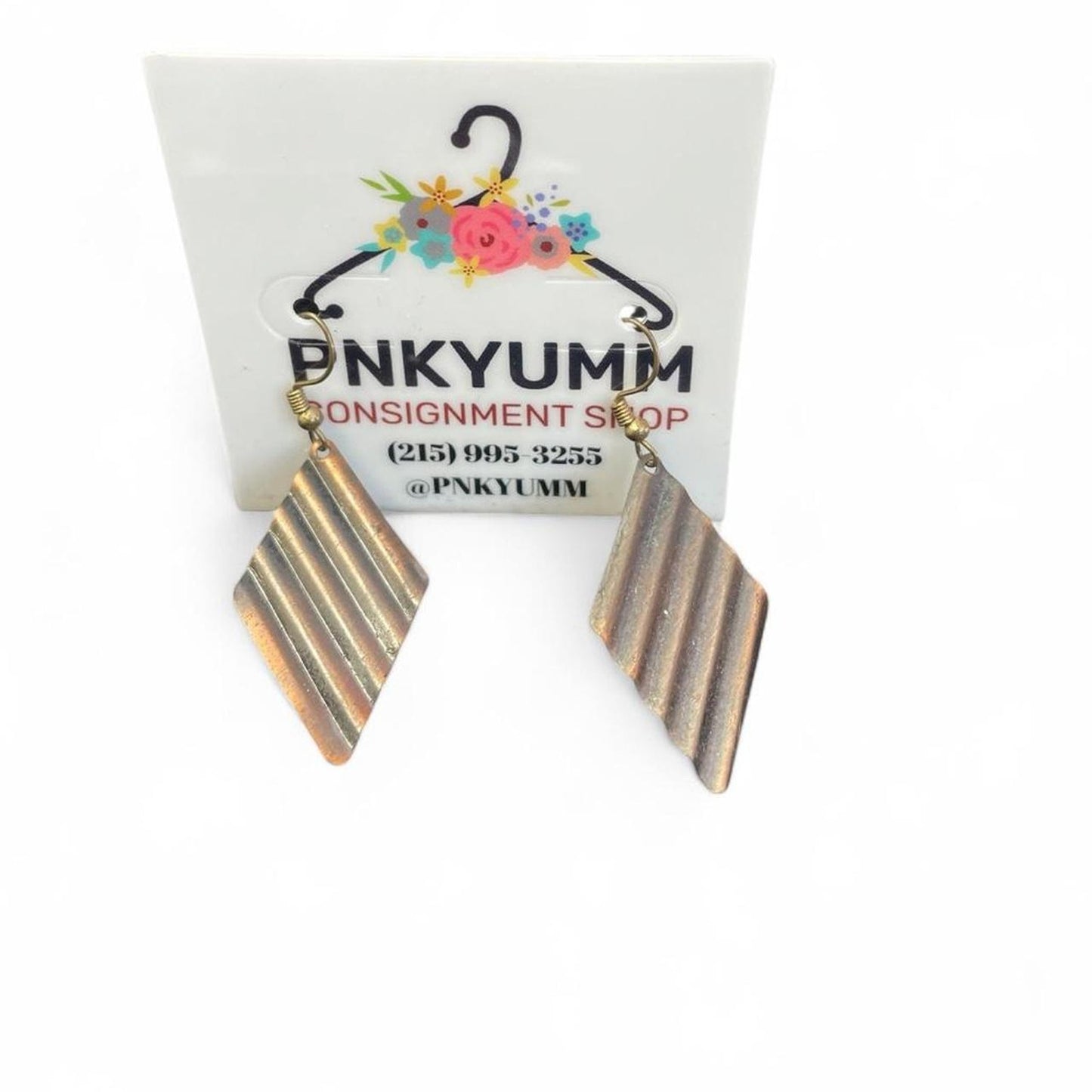 Gold and brown striped earrings
