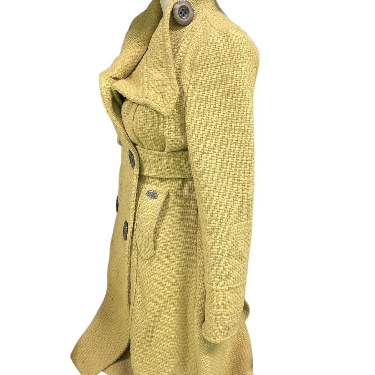Yellow wool blend trench