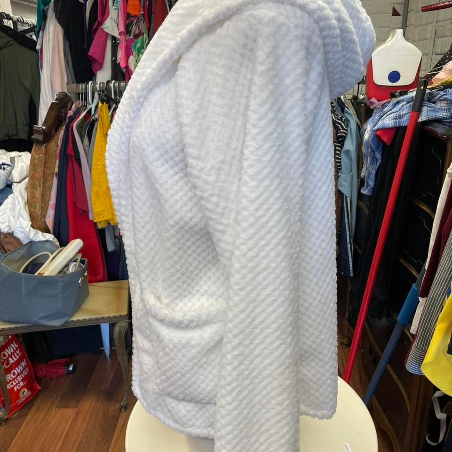 White fuzzy zip up hoodie