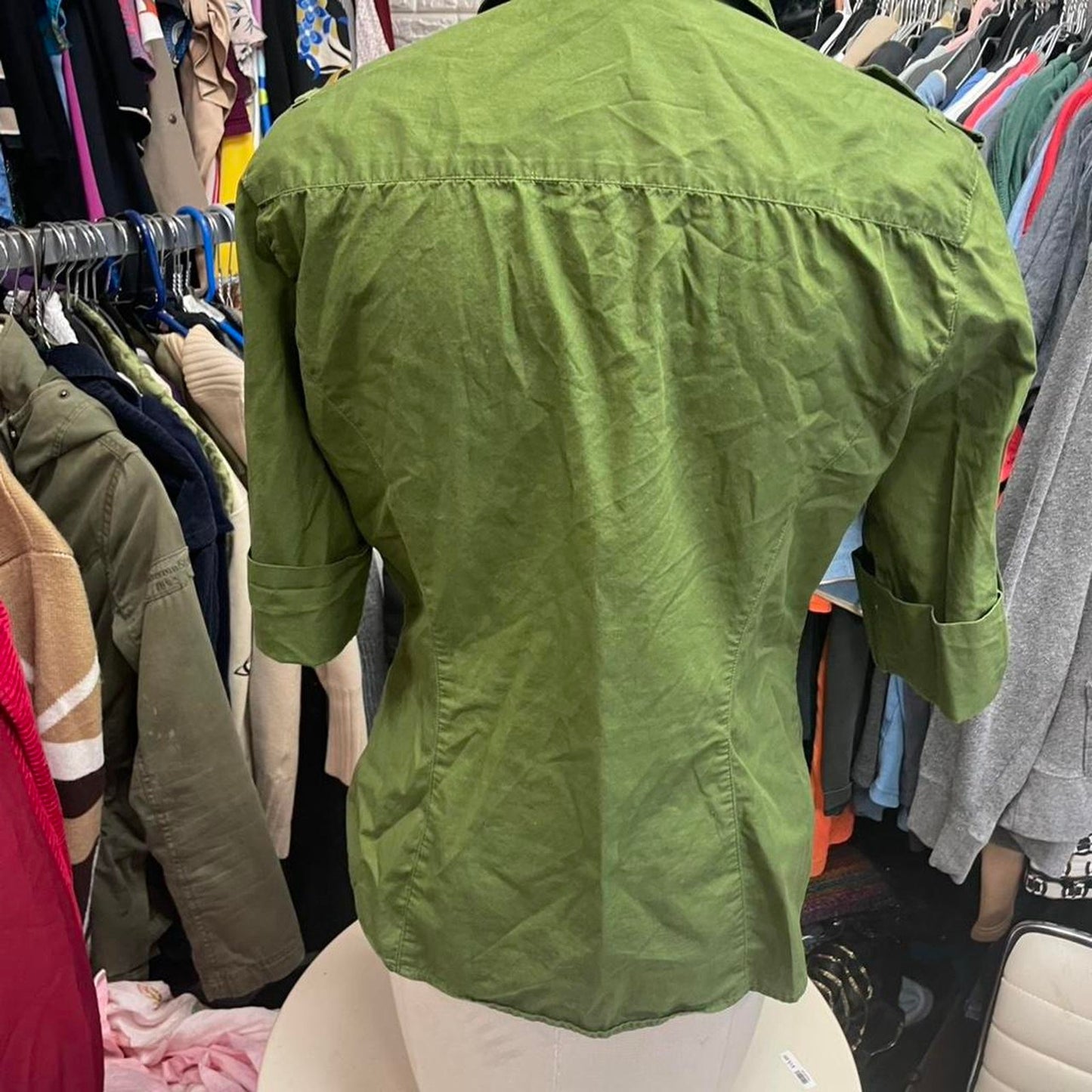 Olive green button up shirt