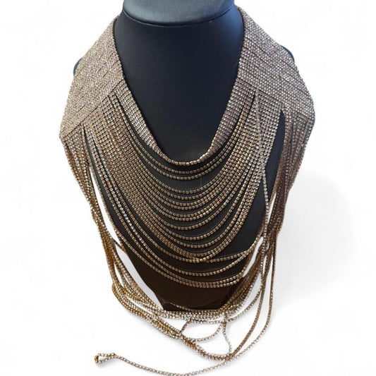 Gold and silver rhinestone choker