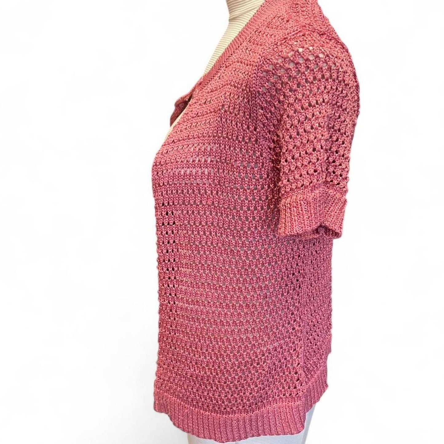 Jones new york pink crochet cardigan