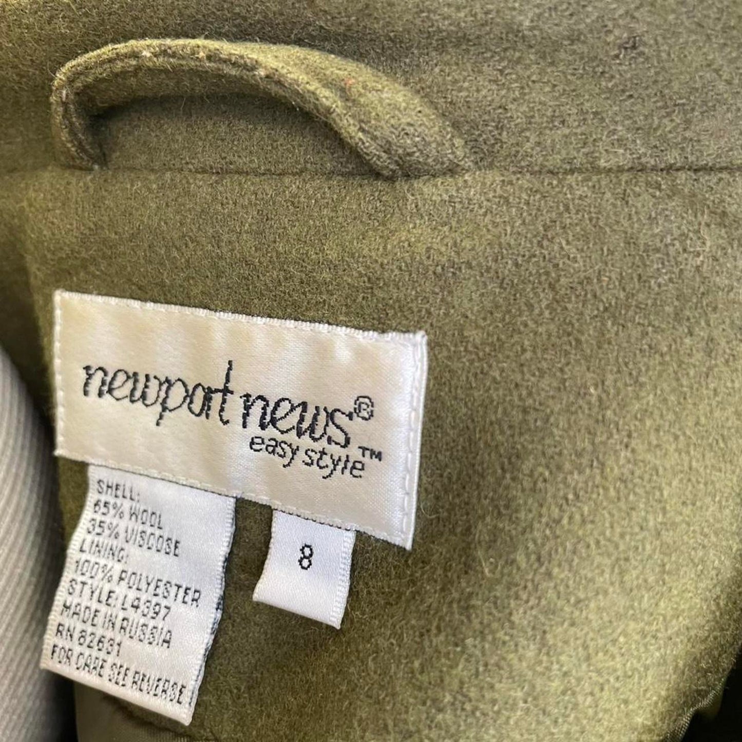 Olive green wool blend coat