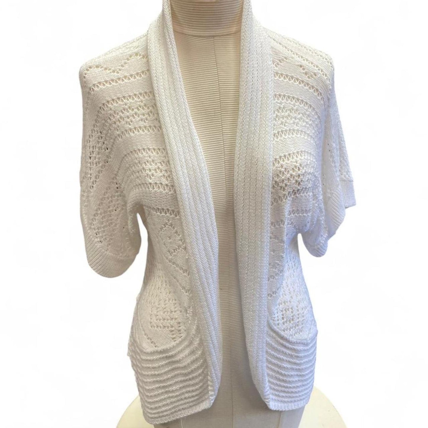White open front cardigan