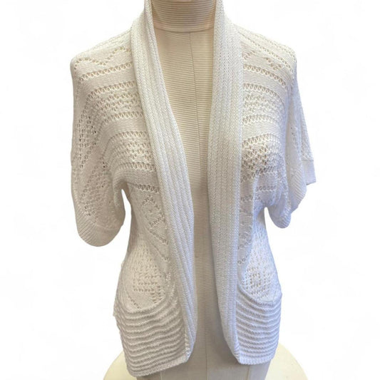 White open front cardigan