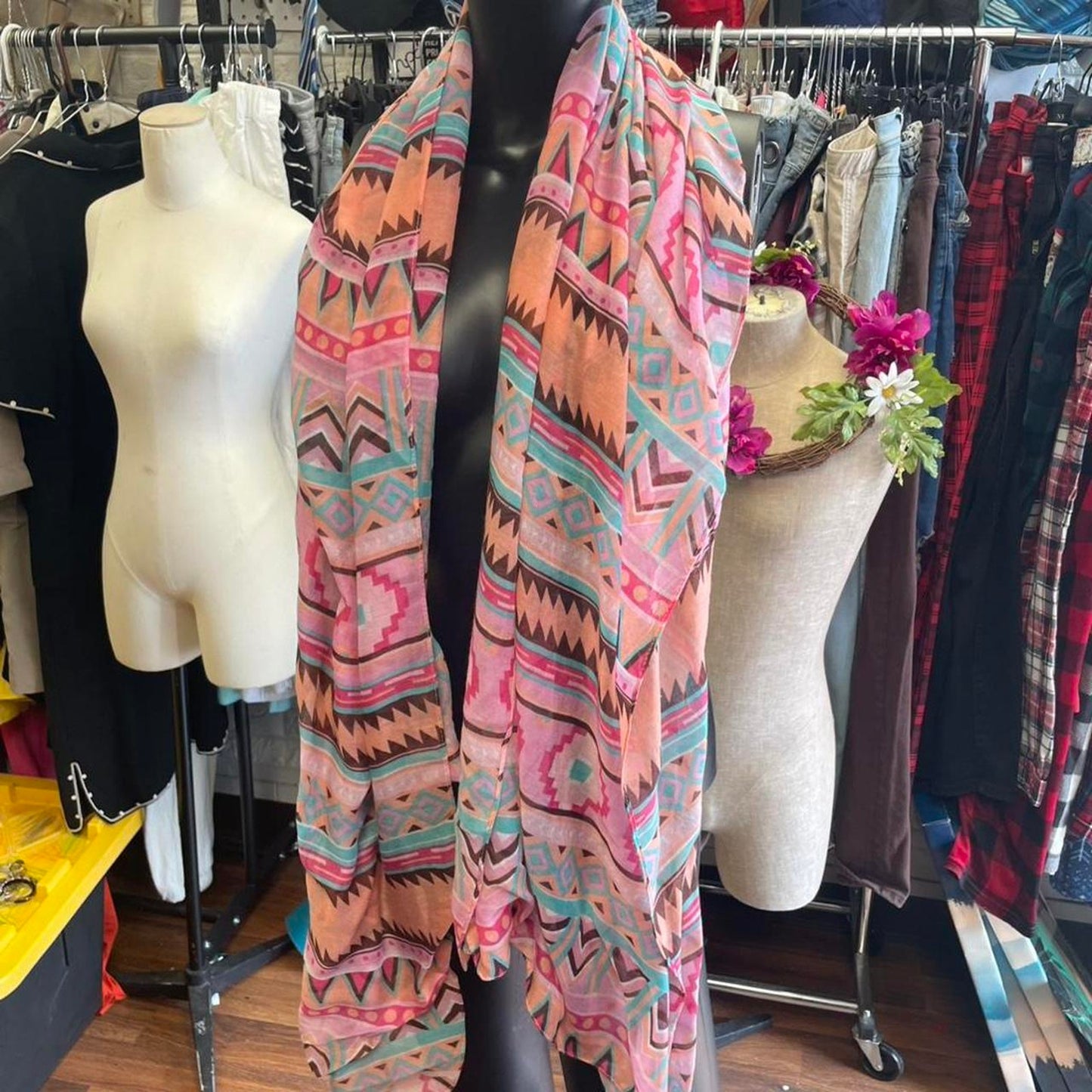 Pink and orange aztec scarf