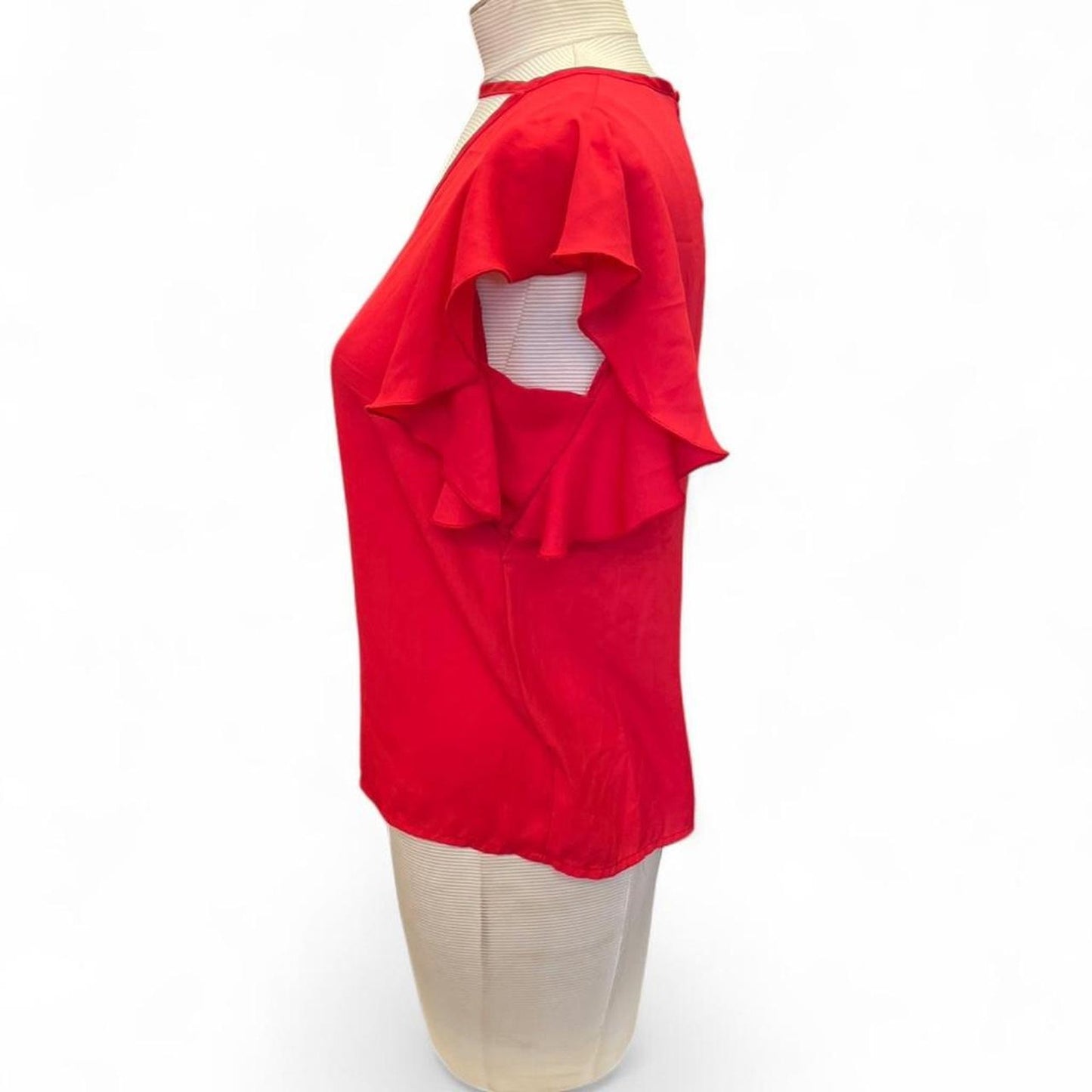 Red ruffle sleeve top with