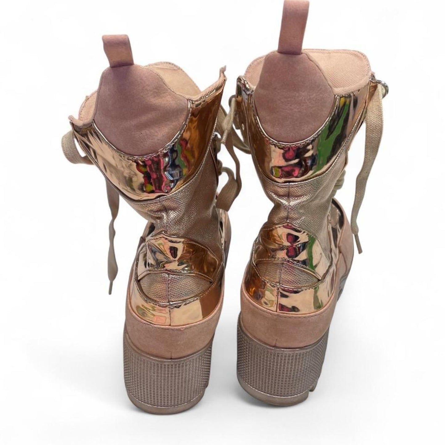 Gold metallic platform boots